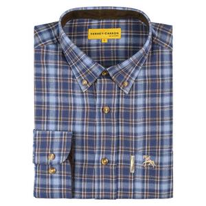 lvch220-marron-bleu-chemise-manches-longues-ligne-verney-carron-brenne-marron-bleu