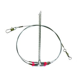 me0007700-bas-de-ligne-4-clipots-acier-ragot-1-5-m-60lbs-argente-rouge-tu